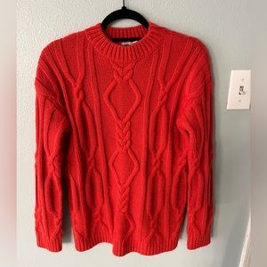 ASOS Cherry Red Chunky Cable-knit Sweater